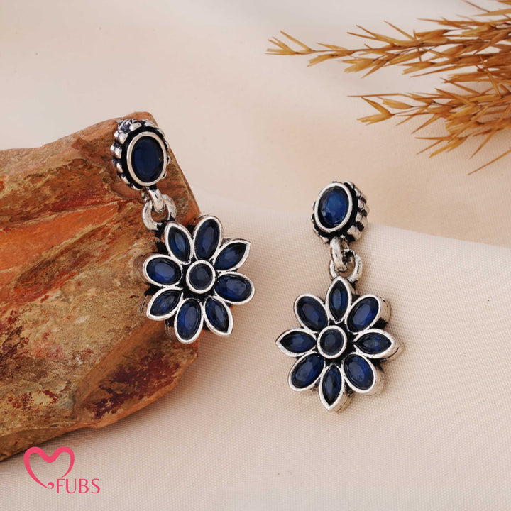 Flower Drop Earrings with Faceted Crystal Petals