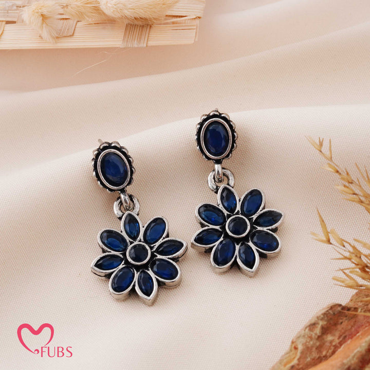 Flower Drop Earrings with Faceted Crystal Petals
