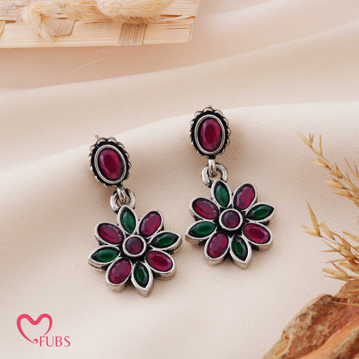 Flower Drop Earrings with Faceted Crystal Petals