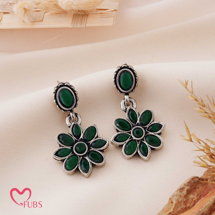 Flower Drop Earrings with Faceted Crystal Petals