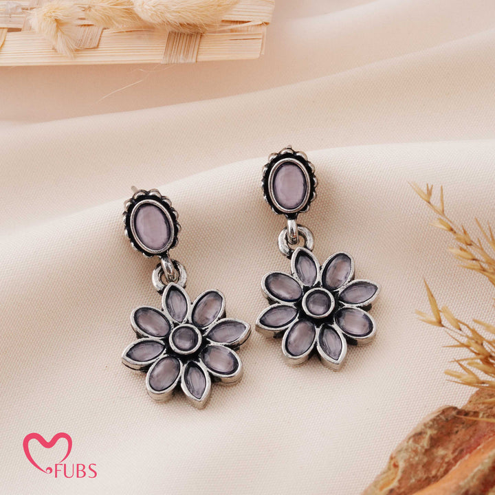 Flower Drop Earrings with Faceted Crystal Petals