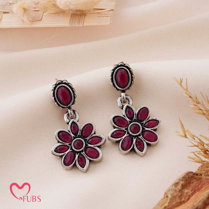 Flower Drop Earrings with Faceted Crystal Petals