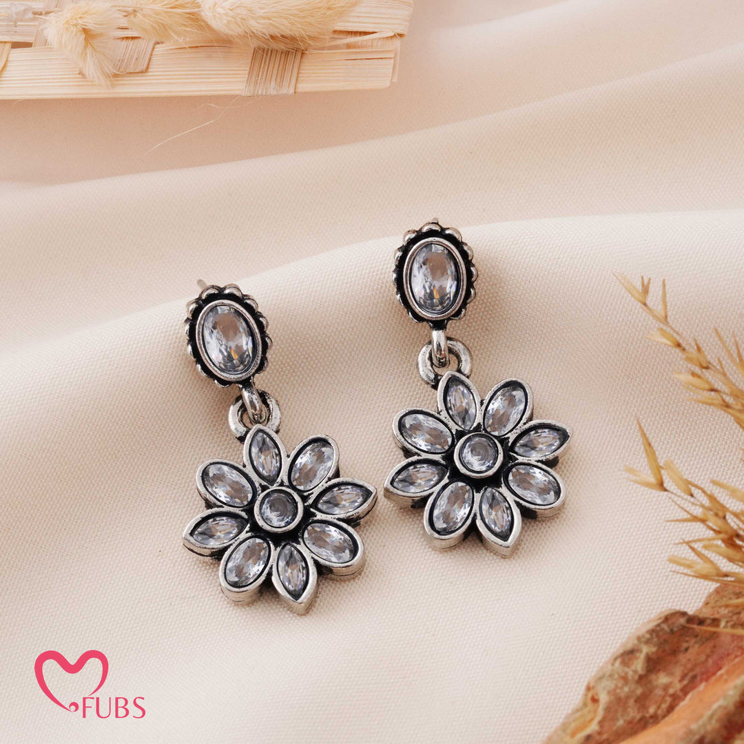 Flower Drop Earrings with Faceted Crystal Petals
