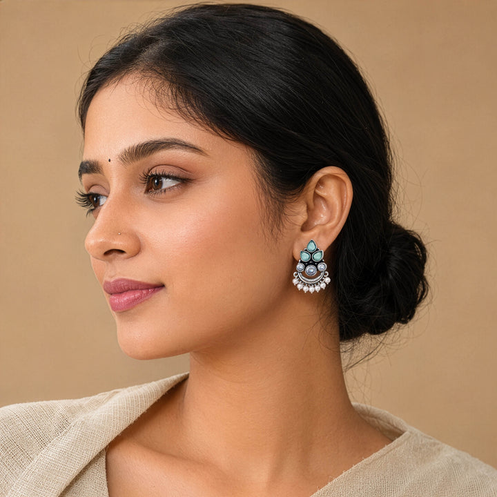Chandbali Earrings with a Delicate Pearl Edge Detail