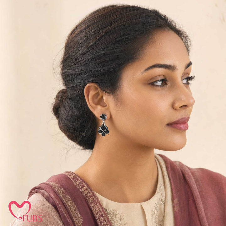 Geometric Charm Earrings with Sparkling Studs