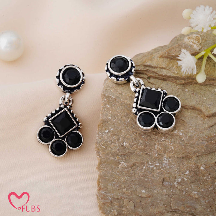Geometric Charm Earrings with Sparkling Studs