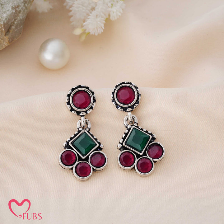 Geometric Charm Earrings with Sparkling Studs