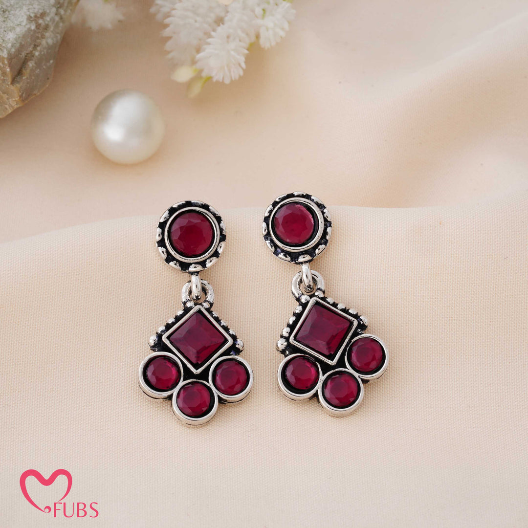 Geometric Charm Earrings with Sparkling Studs
