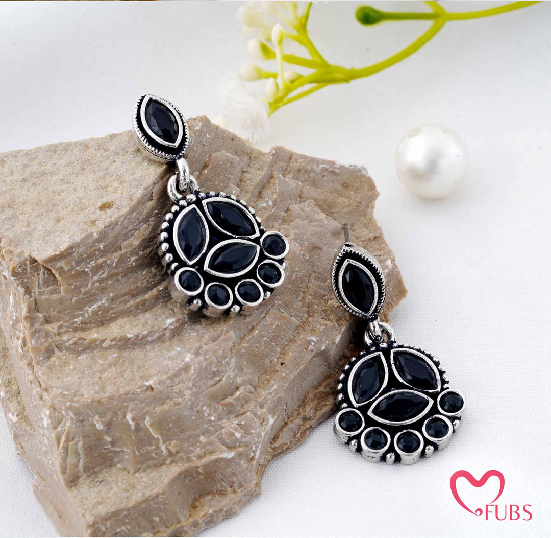 Stone Cluster Drop Earrings with Marquise Detailing