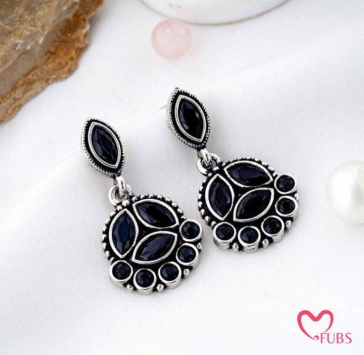 Stone Cluster Drop Earrings with Marquise Detailing