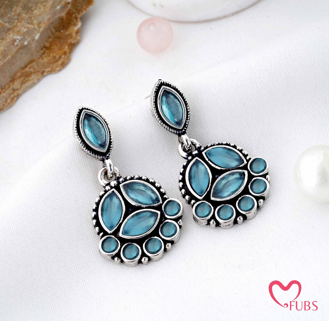 Stone Cluster Drop Earrings with Marquise Detailing