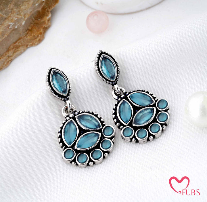 Stone Cluster Drop Earrings with Marquise Detailing