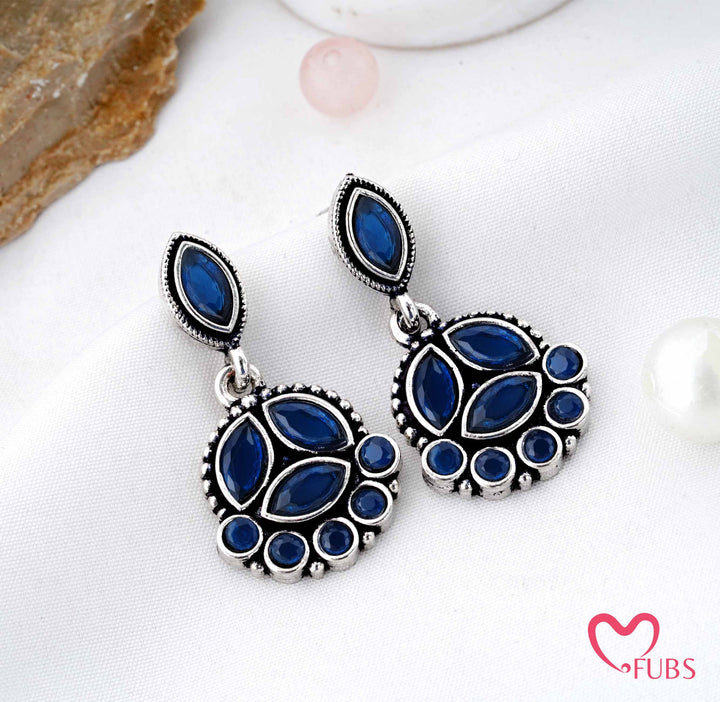 Stone Cluster Drop Earrings with Marquise Detailing