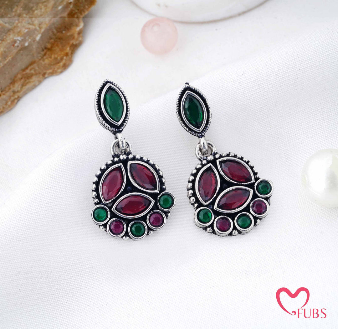 Stone Cluster Drop Earrings with Marquise Detailing