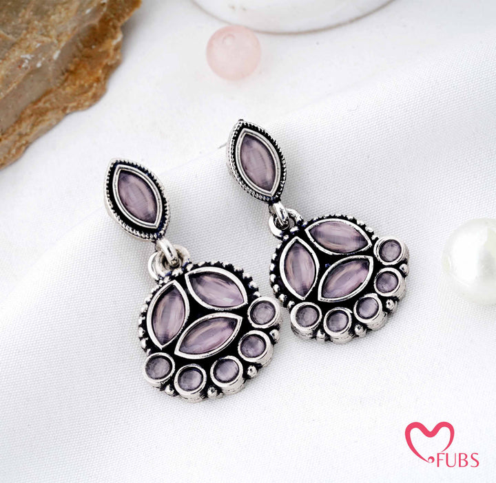 Stone Cluster Drop Earrings with Marquise Detailing