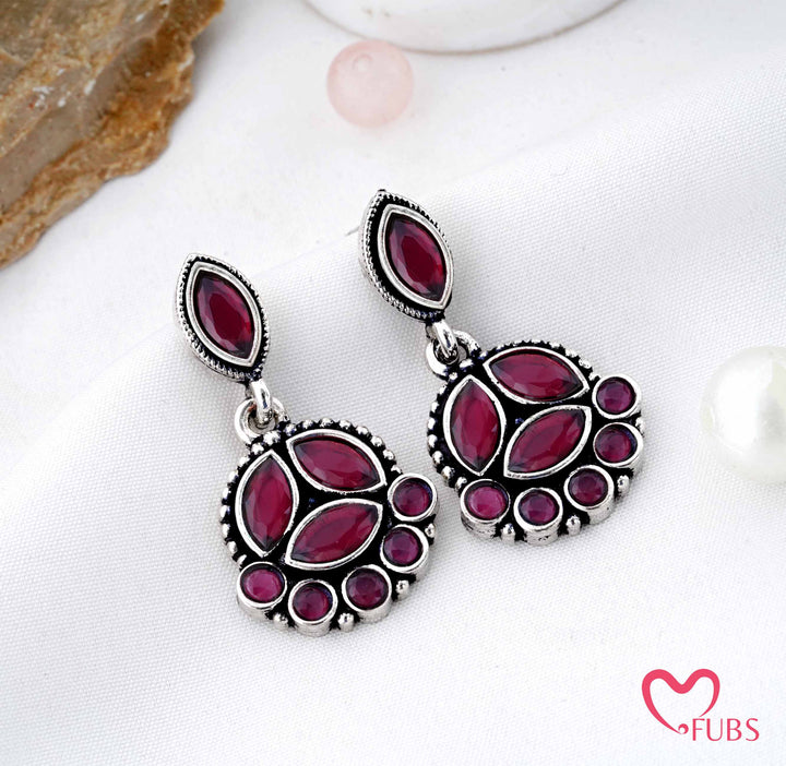 Stone Cluster Drop Earrings with Marquise Detailing