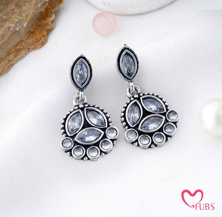 Stone Cluster Drop Earrings with Marquise Detailing