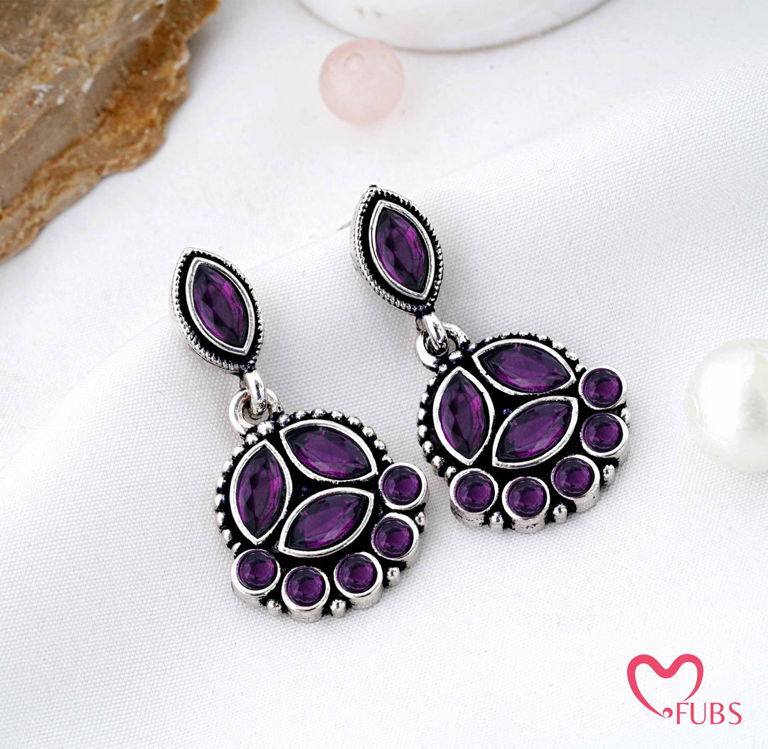 Stone Cluster Drop Earrings with Marquise Detailing