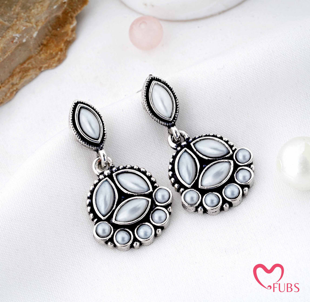 Stone Cluster Drop Earrings with Marquise Detailing