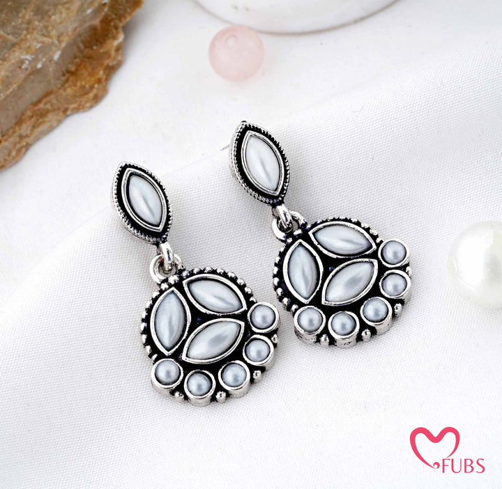 Stone Cluster Drop Earrings with Marquise Detailing