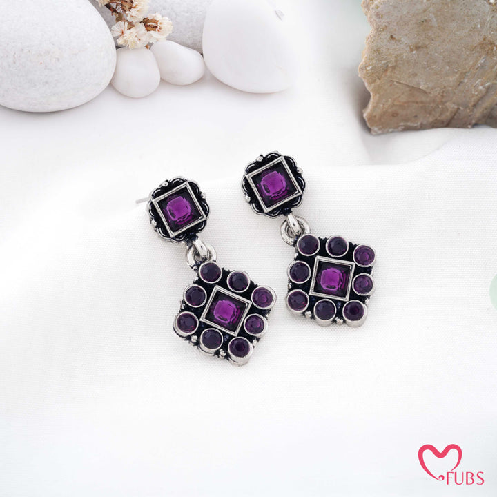 Square Drop Earrings with Halo Detailing