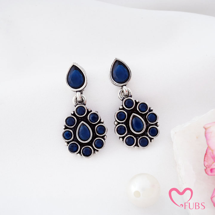 Pear Top Cluster Pendant Earrings with Fine Rim Detail