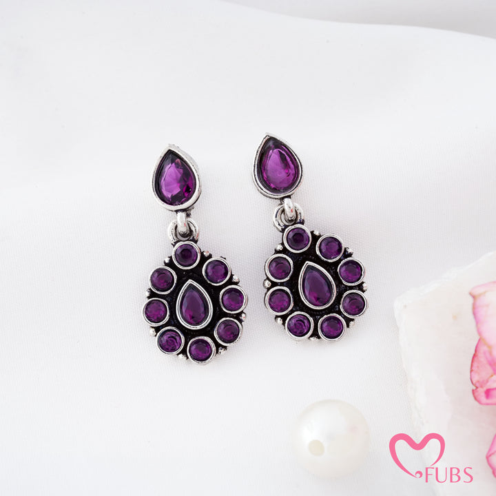 Pear Top Cluster Pendant Earrings with Fine Rim Detail