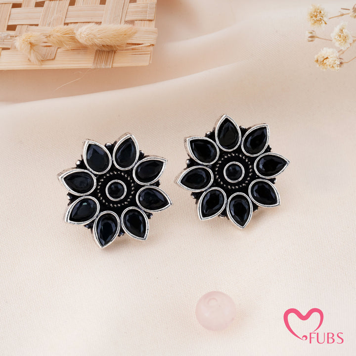 Radiant Sunburst Stud Earrings with Teardrop Accents