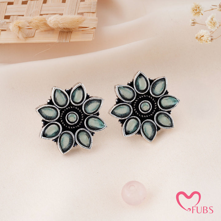 Radiant Sunburst Stud Earrings with Teardrop Accents