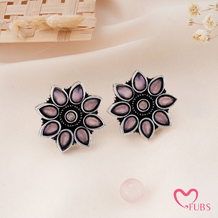Radiant Sunburst Stud Earrings with Teardrop Accents
