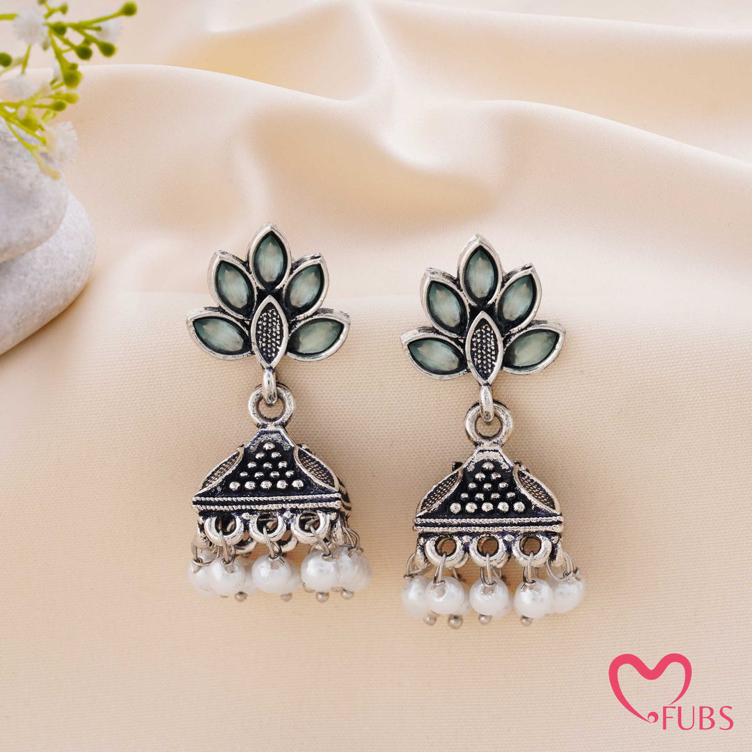 Lotus Jhumka Earrings with Pearl Tassels