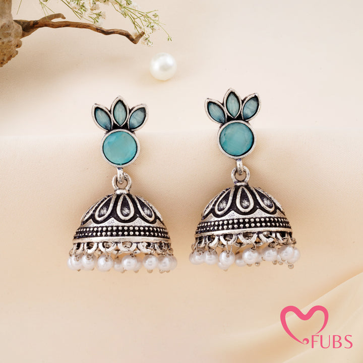 Petal Crown Jhumka Earrings with a Beaded Base