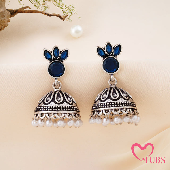Petal Crown Jhumka Earrings with a Beaded Base