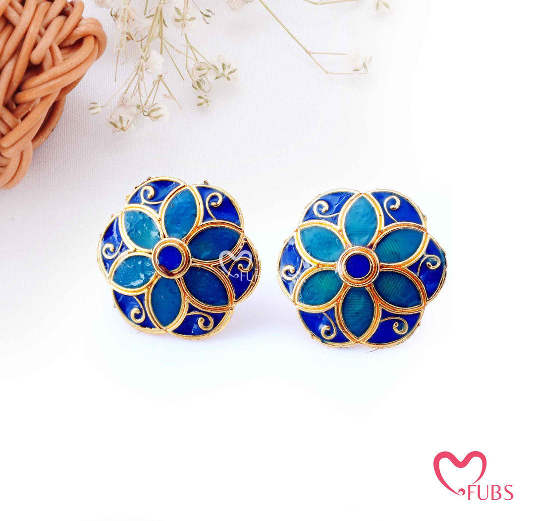 Painted Floral Stud Earrings
