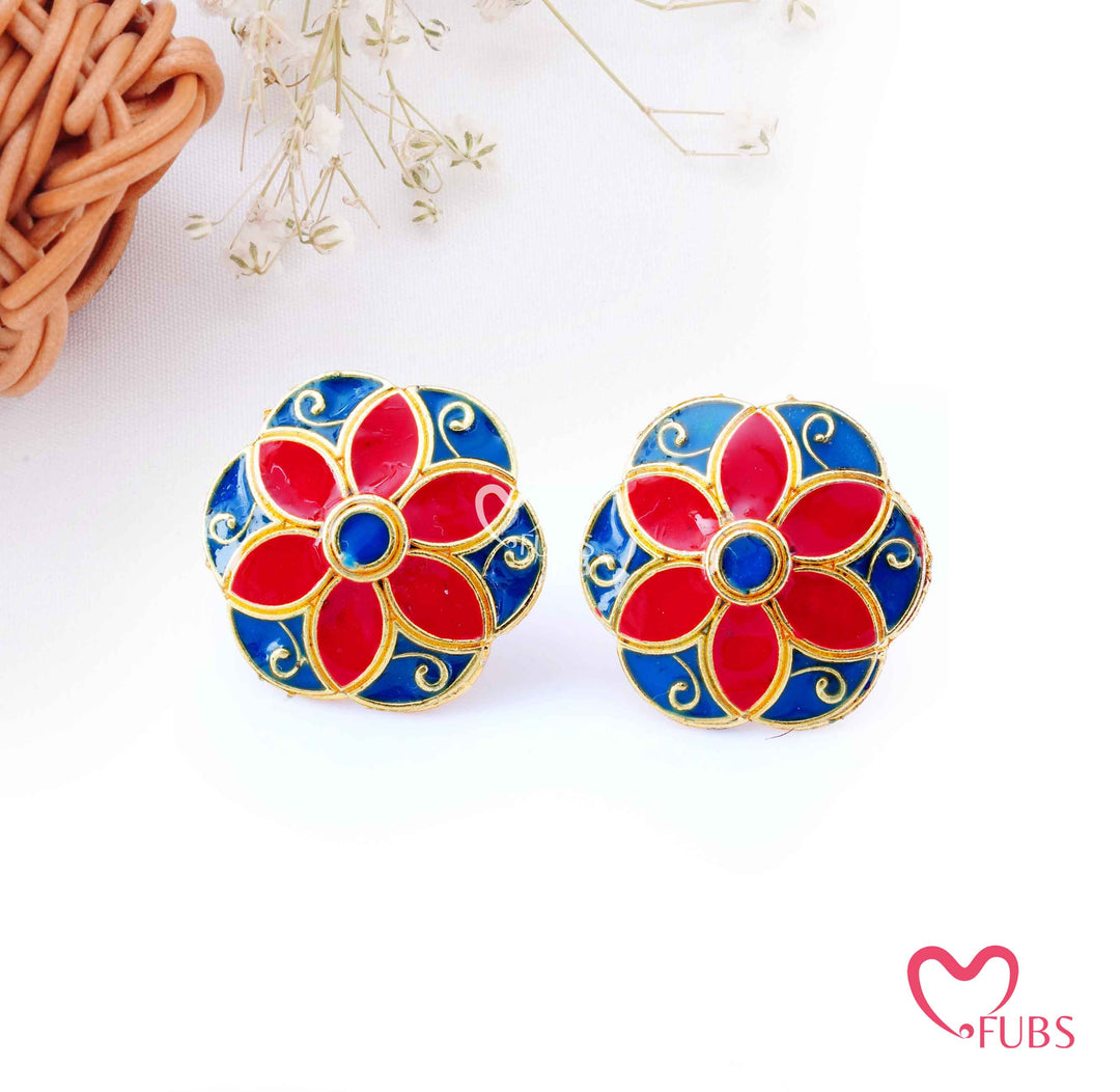 Painted Floral Stud Earrings