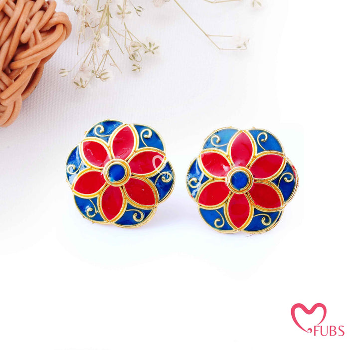 Painted Floral Stud Earrings