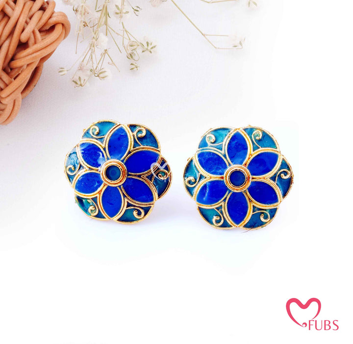 Painted Floral Stud Earrings