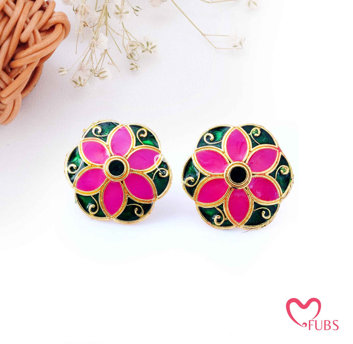 Painted Floral Stud Earrings