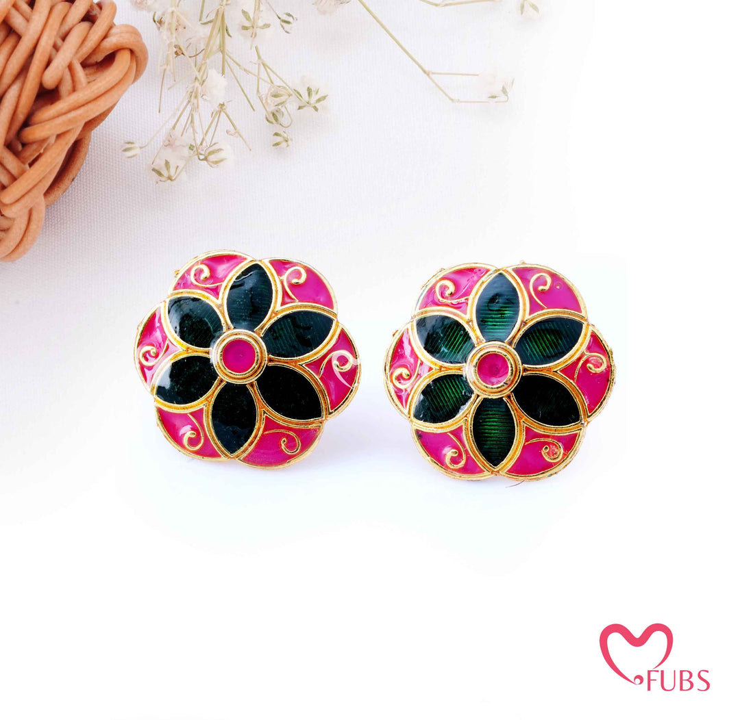 Painted Floral Stud Earrings