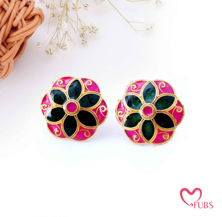 Painted Floral Stud Earrings