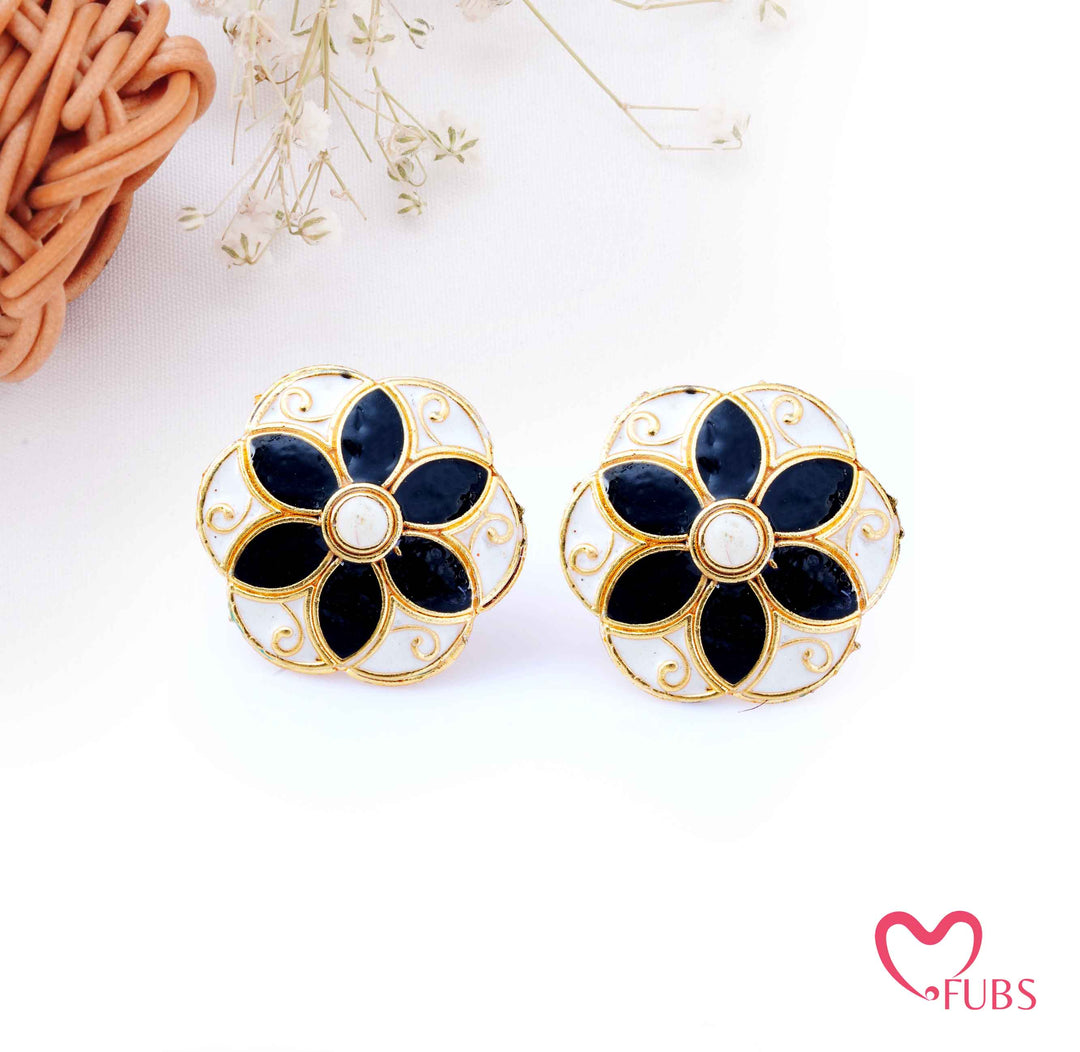 Painted Floral Stud Earrings