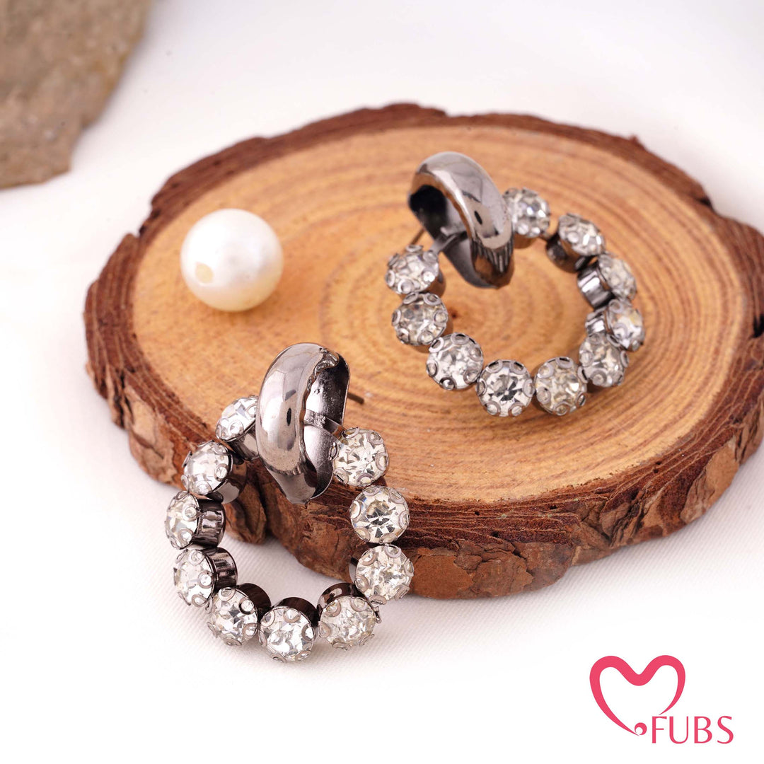 Classic Stone Studded Circle Hoop Earrings