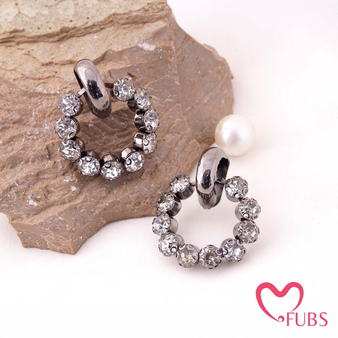 Classic Stone Studded Circle Hoop Earrings