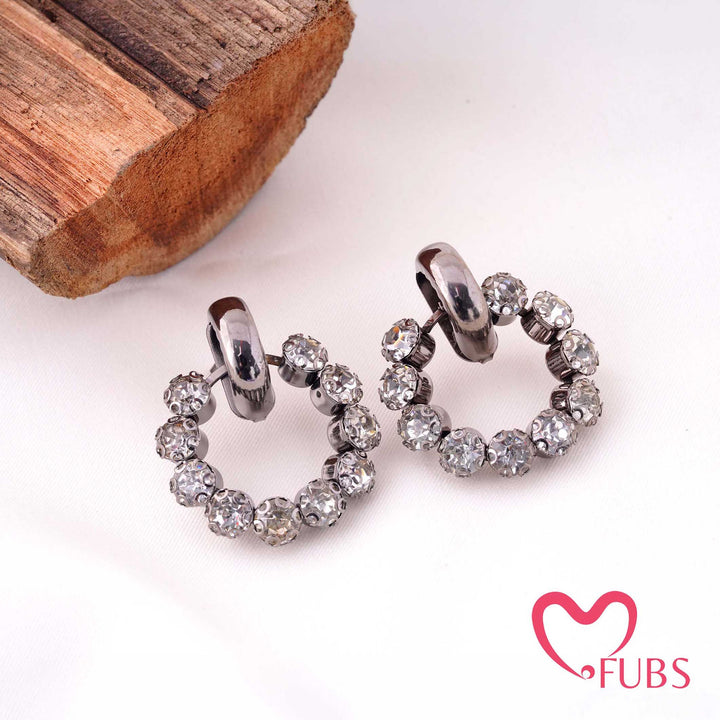 Classic Stone Studded Circle Hoop Earrings