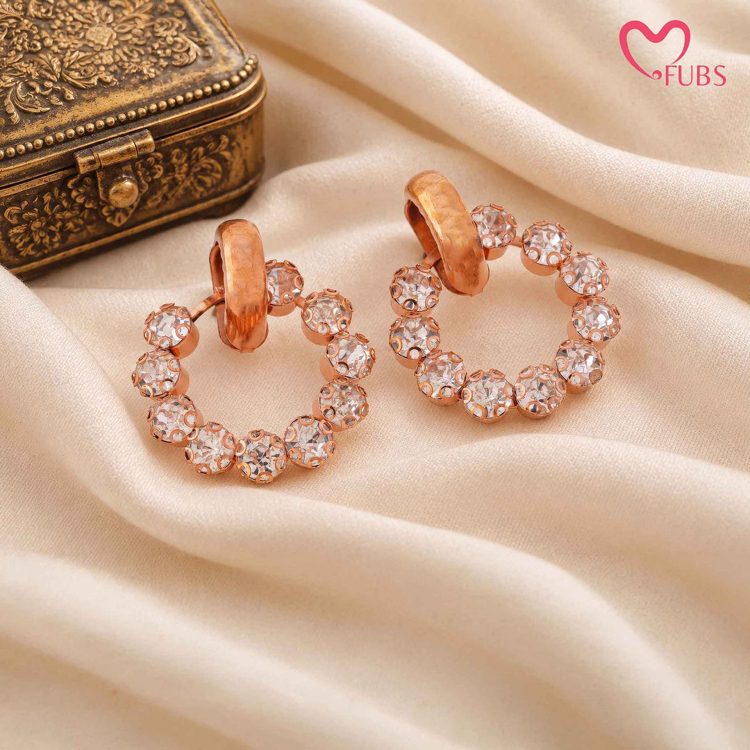 Classic Stone Studded Circle Hoop Earrings