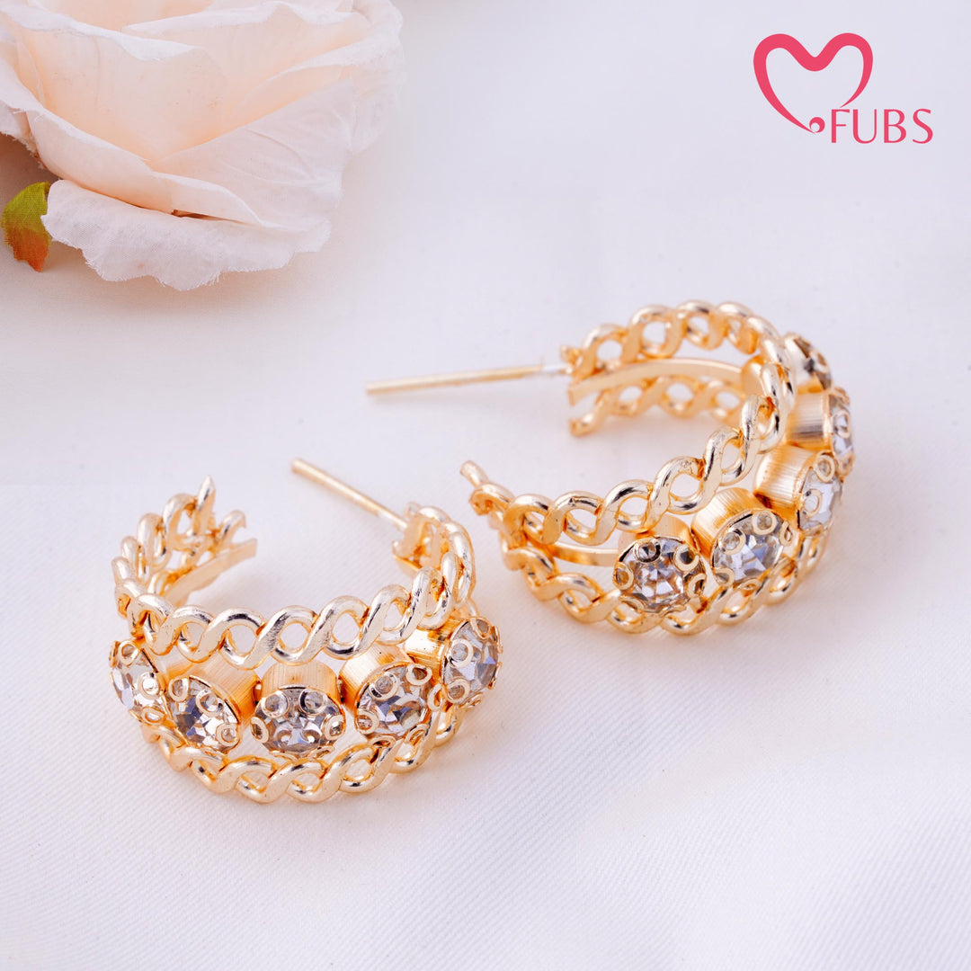 Classic Chain Link Stone Hoop Earrings