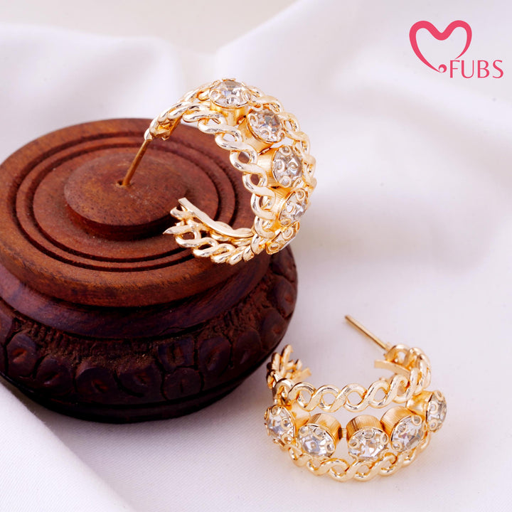 Classic Chain Link Stone Hoop Earrings