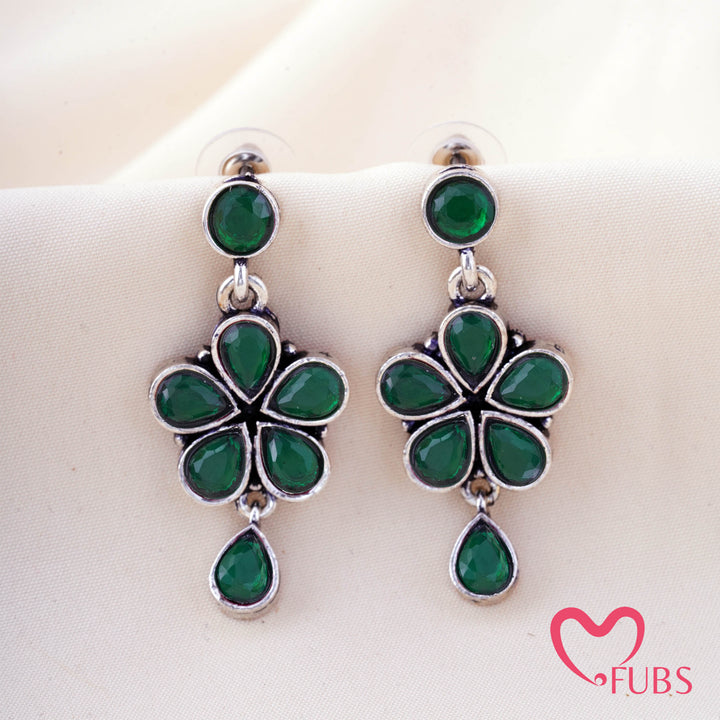 Handcrafted Vintage Floral Stone Drop Earrings