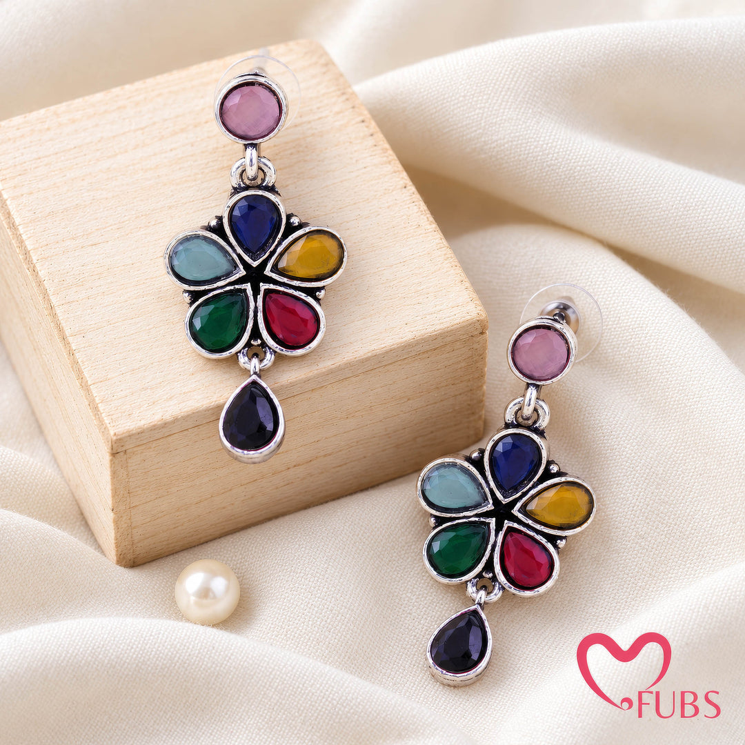 Handcrafted Vintage Floral Stone Drop Earrings