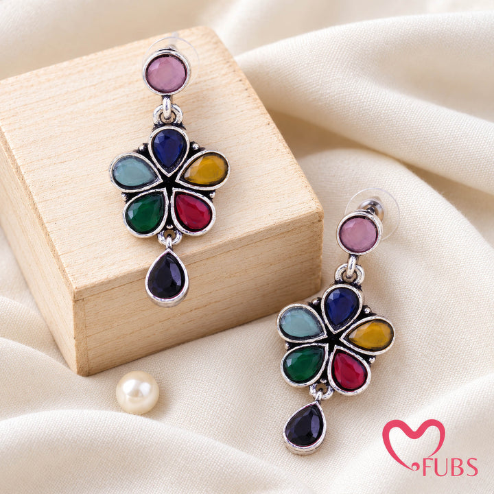 Handcrafted Vintage Floral Stone Drop Earrings